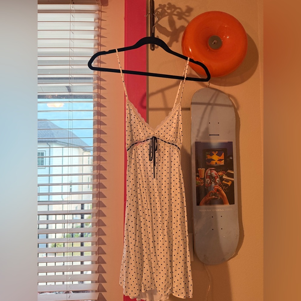 Hollister White Dress with Navy PolkaDots